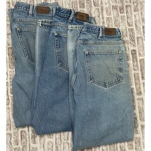 LL Bean Classic Fit Jeans 37×32 Denim Straight Leg Blue 220626‎ Lot 3 Pair Work